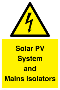 Solar PV System and Mains Isolators
